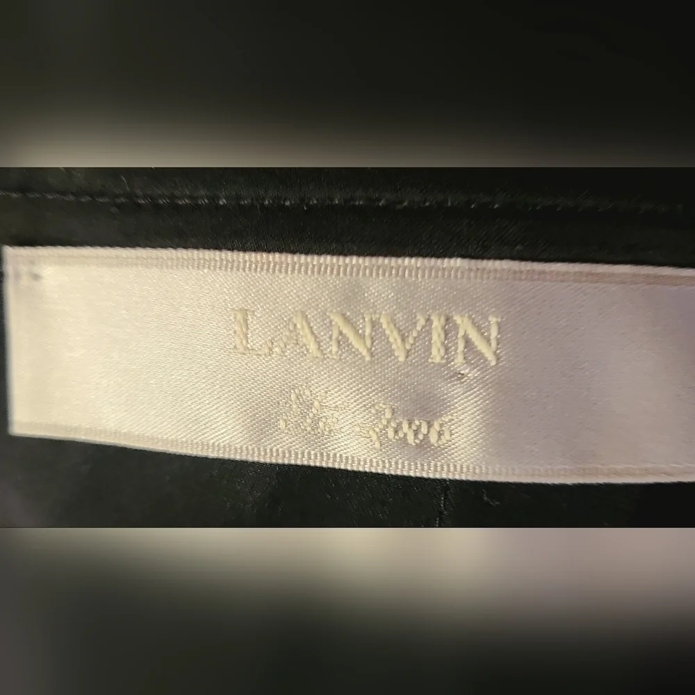 Lanvin Vintage Black Satin Pencil Skirt w/ 2-Way-Zips in Back